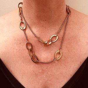 Yellow Gold Interlocking Loop Style Necklace